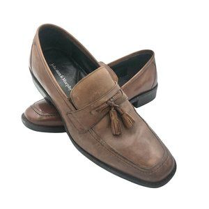 Johnston & Murphy Men's Size 9.5 Tassel Loafers Brown Leather Chunky Heel Shoes